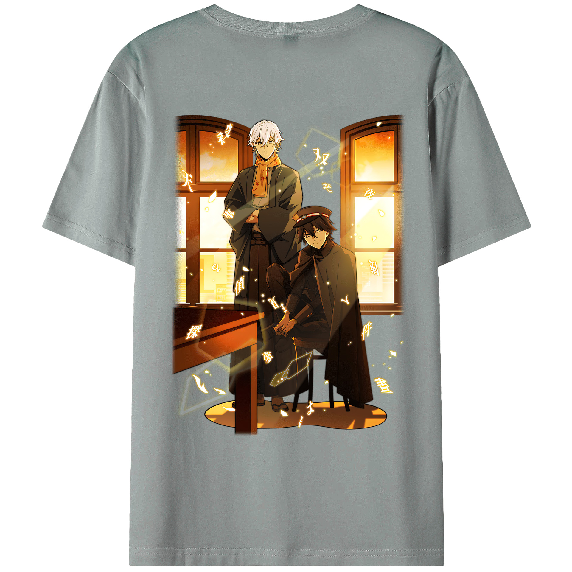 （画像用） 文豪ストレイドッグス Bungo Stray Dogs 綿100％ メンズ半袖Tシャツ（バックプリント） 通気性